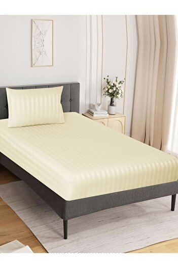 Donetella طقم ملاءات سرير مخططة مقاس 120×200 سم، مزدوج - ملاءة سرير واحدة + غطاء وسادة واحد، جيب عميق 30 سم