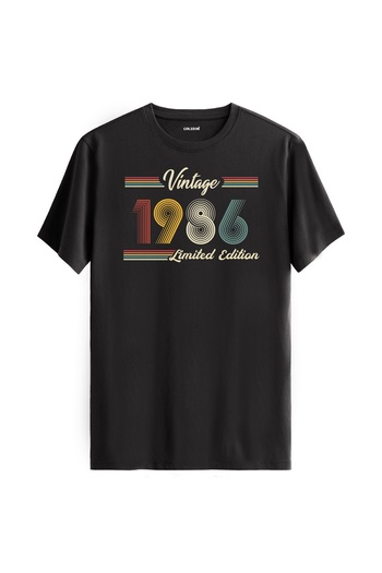 Colermi 1986 Birth Date Vintage T-Shirt - Birthday Gift Retro Tee Shirt