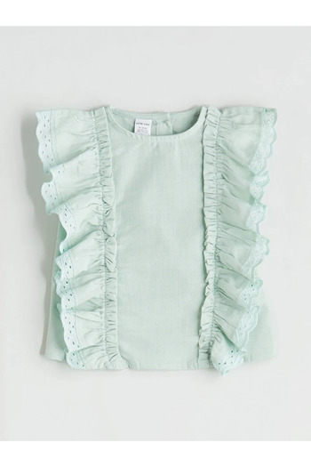 LC Waikiki Lcw Baby Turquoise Ruffle Baby Girl Blouse and Shorts 2-Pack