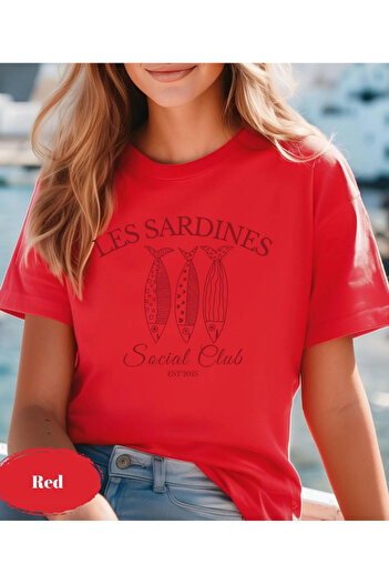 LAYORA Les Sardines Social Club Printed T-Shirt – Minimal and Stylish Design