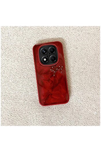 Zebana Xiaomi Redmi Note 14 Pro 5G Uyumlu Kılıf Fionka Silikon Kılıf Kırmızı