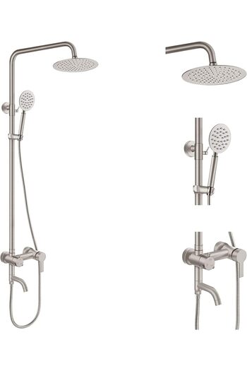 Almiftah Aolemi Outdoor Shower Faucet SUS304 Triple Function Brushed Nickel Wall Mounted Stainless Steel Show