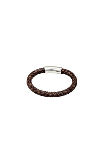 BUCKLEY LONDON Leather Bracelet, Braided, Brown, 6 cm Diameter