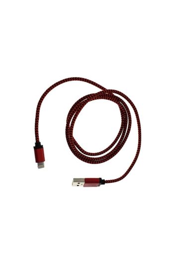 OEM USB Charging Cable with Compatible Apple Connector, Textile Sheath, 3m Length, Red
