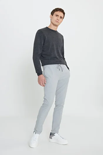 AC&Co / Altınyıldız Classics Slim Fit Waist Tie Side Pocket Gray Jogger Trousers