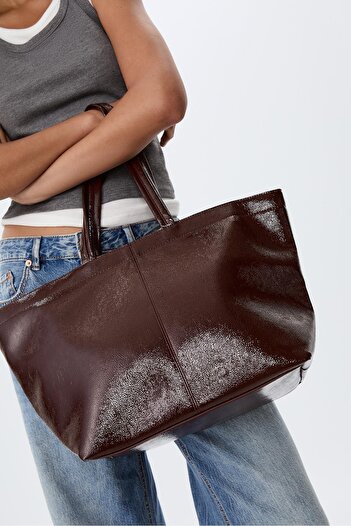 Stradivarius Faux leather shopper bag