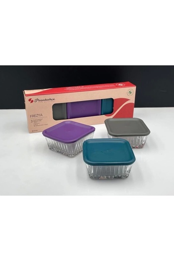 Paşabahçe 950126-12 Pieces Frezya Storage Container with Lid 3 Colors