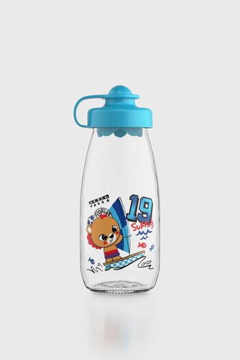 Renga Ufo Kids Surfing Pattern 250 ml Glass Bottle 182030 Turquoise