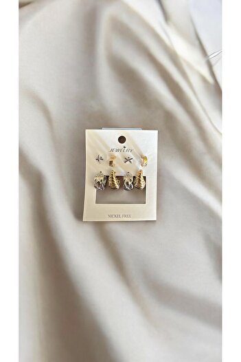 Mojo Jewellery Gold and Silver Color Mixed Earring Set – Stylish and Multiple Model Combination