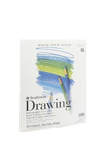 Strathmore دفتر رسم فاخر - ١١ بوصة × ١٤ بوصة، ٤٠ ورقة، ورق أبيض من سلسلة ٢٠٠