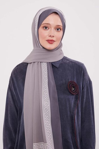 Levidor Gray Labyrinth Pattern Medina Silk Shawl