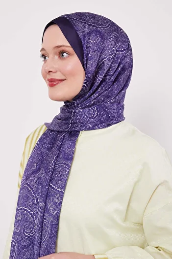 Levidor Purple Authentic Pattern Indian Silk Shawl