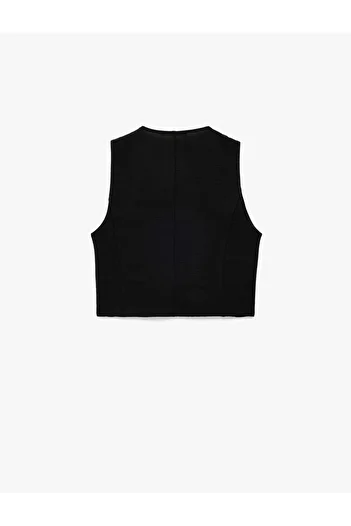 Koton Aerobin Fabric V-Neck Buttoned Blazer Vest