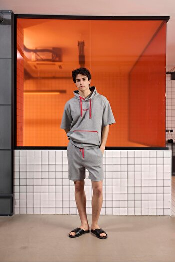 GMG FIRENZE Istanbul Pocket Design Men's Shorts with Elastic Waist and Stripe Detail
