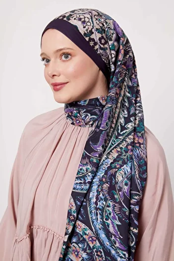 Levidor Purple Abstract Flower Pattern Love Shawl