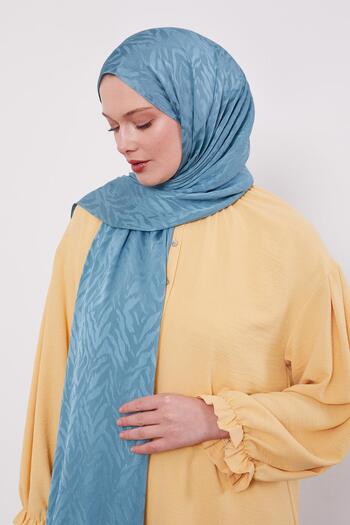 Levidor Mint Yeşili Soyut Yaprak Desen Jakar Capri Şal