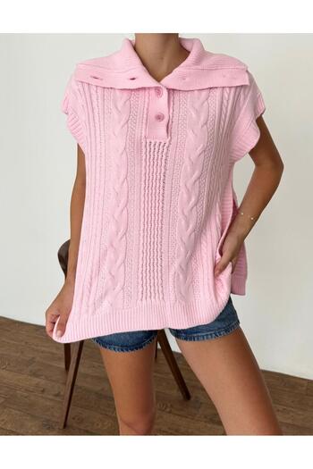 fujya Wide Collar Knitted Louis Sweater Pink