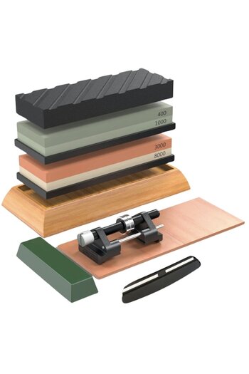 Lemaro Knife Sharpening Stone Kit 400/1000 and 3000/8000, Lemaro®, with Flattening Stone, Angle Guide