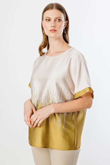 Ekol Double Color Satin Blouse 03606