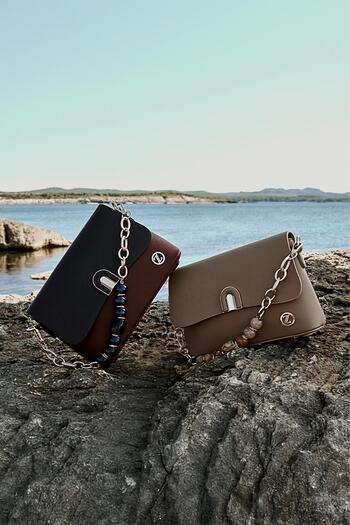 Zühre Burgundy Hand and Shoulder Bag with Bead Detail Z0038