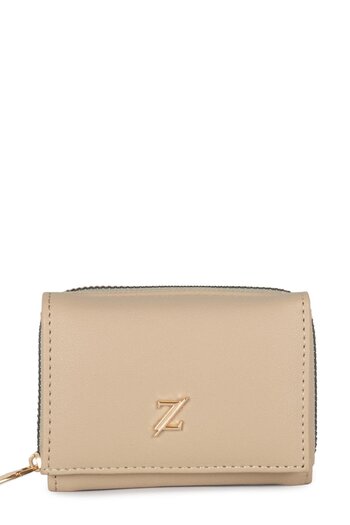 Zühre Snap and Zipper Detailed Black Beige Mini Wallet Zc026