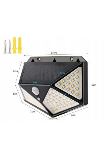 OEM GAIA Solar Charged Lamp, 100 LEDs, With Motion Sensor, Protection Class IP65, Black