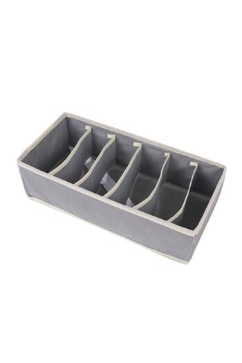 GABIANO Storage Box for Lingerie, Socks and Bras, Textile Material, 6 Compartments, 32 x 16 x 10 cm, Grey