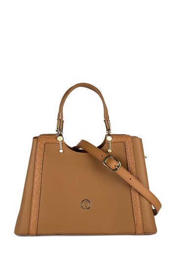 Zühre Strip Detailed Tan Bag Z0009
