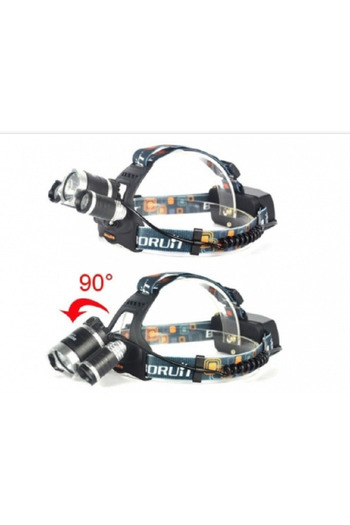 nizi Head Flashlight, 3 x Led Cree XML, T6, Magnifier Front + 2x 18650 C155 Batteries