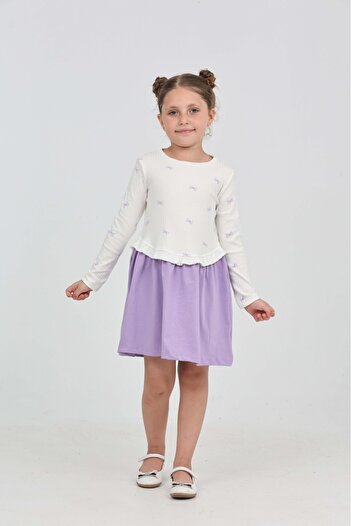 Toontoy Girl's Bow Printed Dress