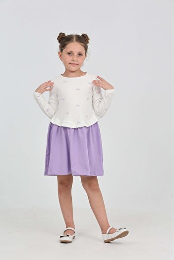 Toontoy Girl's Bow Printed Dress
