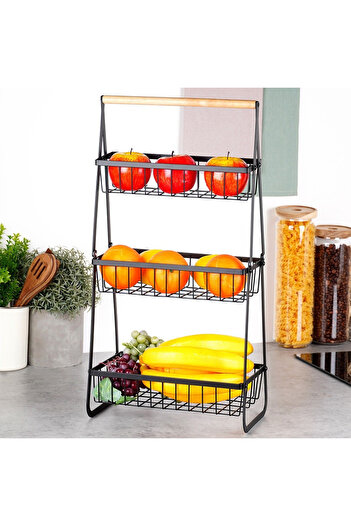 shumee Black metal fruit basket, 3 tiers
