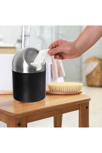 shumee Black steel bathroom waste bin 1.2 l