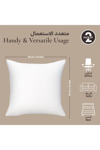 Donetella Cushion Insert 2-Piece 55x55 cm – Soft Brushed Microfiber Throw Pillow Insert, Fluffy & Supportive.