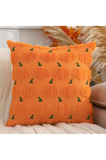 Veloma Home & Toys 1 Piece Rustic Autumn 45X45 cm Halloween Pumpkin Themed Throw Pillow Case Plush Decorated