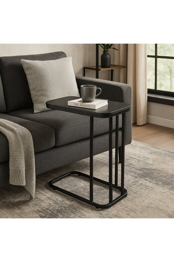 Vi Markets Single serving table - black wood top - metal bases