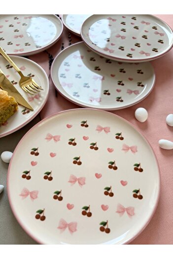 Yiğit Seramik Züccaciye Cherry Model 6 Dessert Plates