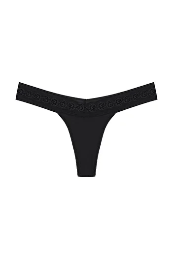koza iç giyim Women's 3-Piece Lace Waist Cotton Thong Panties