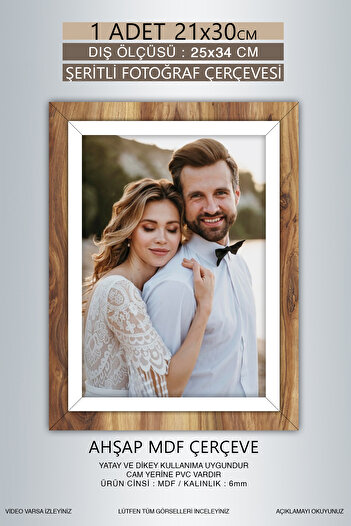 yhfoto 1 Piece 21X30 Frame - Wooden-White Striped Frame - A4 Frame - Diploma Frame with Pvc