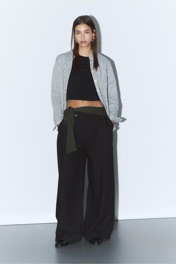 Stradivarius Casual smart trousers with crossover waist