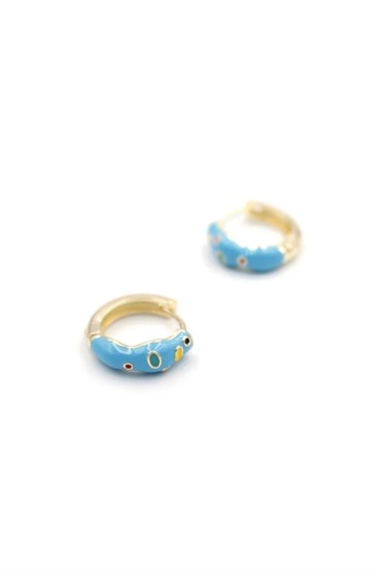 PRATİKOBA Enameled Hoop Earrings - Turquoise
