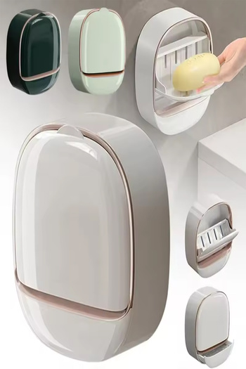 Tor Store Solid Soap Dispenser with Waste Water Tank Cover Self-Adhesive Modern Soap Container with Hanging Apparatus