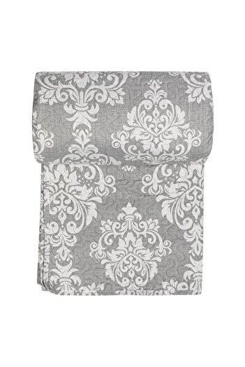 divendi-ro Bedspread for double bed, two-sided, Damask pattern, 220x240 cm, gray