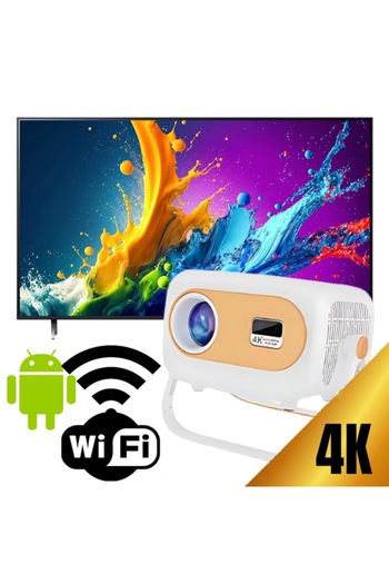 AMYMAT Proiector LED inteligent premium AMYMAT, Android 13, 4K UltraHD, portabil, focalizare automată