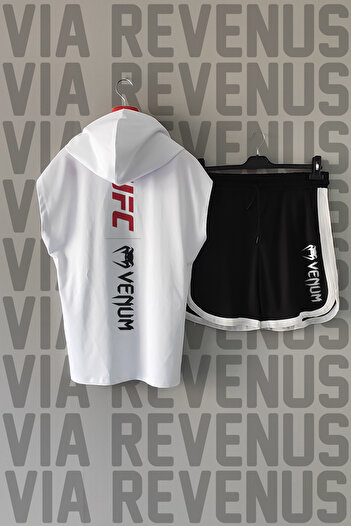 Vordevia Ufc Front and Back Printed Zero Sleeve Hooded Sports Tshirt and Custom Jersey Fabric Sports Shorts