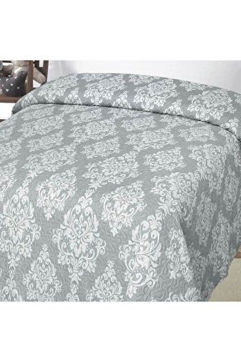 divendi-ro Bedspread for double bed, two-sided, Damask pattern, 220x240 cm, gray
