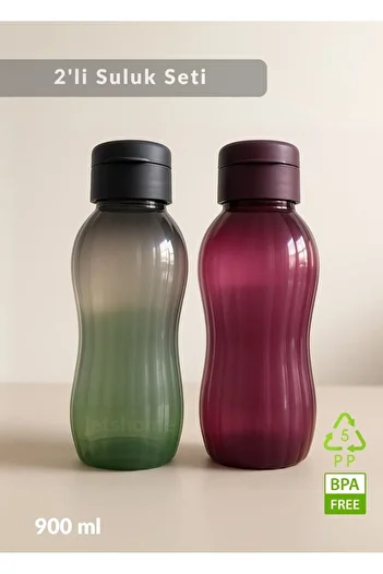 Jet's Home Drinking Bottle Set of 2 Water Bottle Bpa Free School Water Bottle Pp-5 Drinking Bottle Sports School Office Water Bottle Plum-Black 900 ml