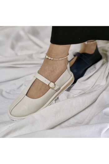 aayak&kabımofficial Genuine Leather Women's Casual Shoes – Elegant Buckle Model