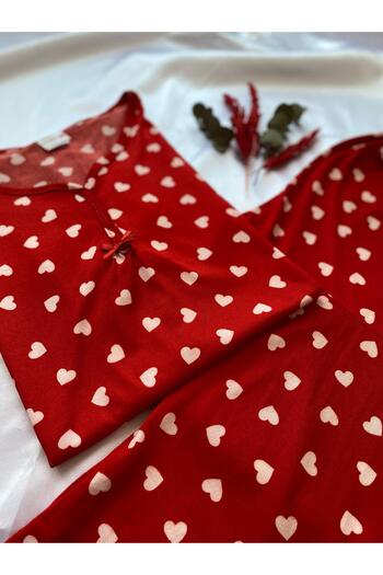 DCY DREAM Red Small Heart Short Sleeve Pajama Set