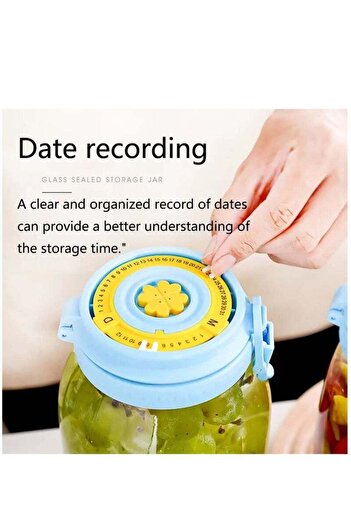 COOYA 5 Piece Glass Sealed Set Jars ，Track Shelf Life， Leak Proof Rubber, for Kitchen